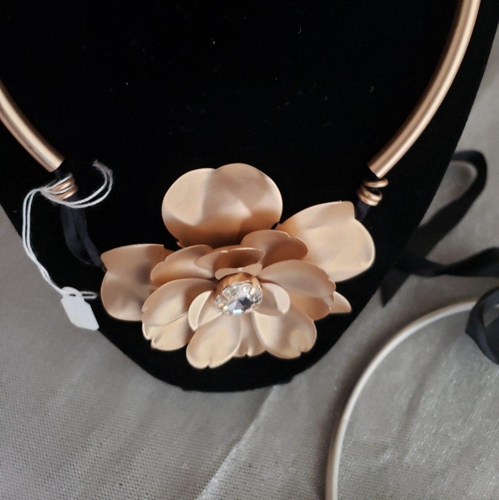 Gold and Black Rose Choker